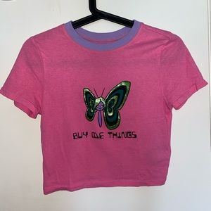 Y2K Pink baby tee, “Buy Me Things”. Cute for summer!